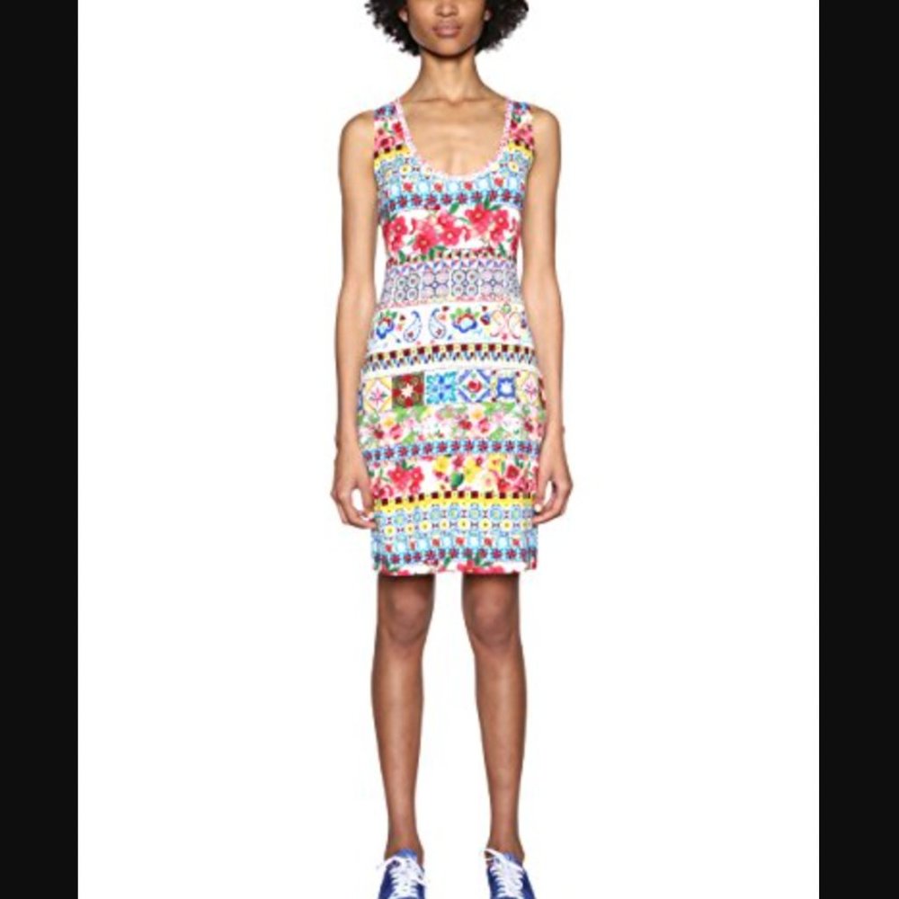 DESIGUAL floral tank dress with sequin trim